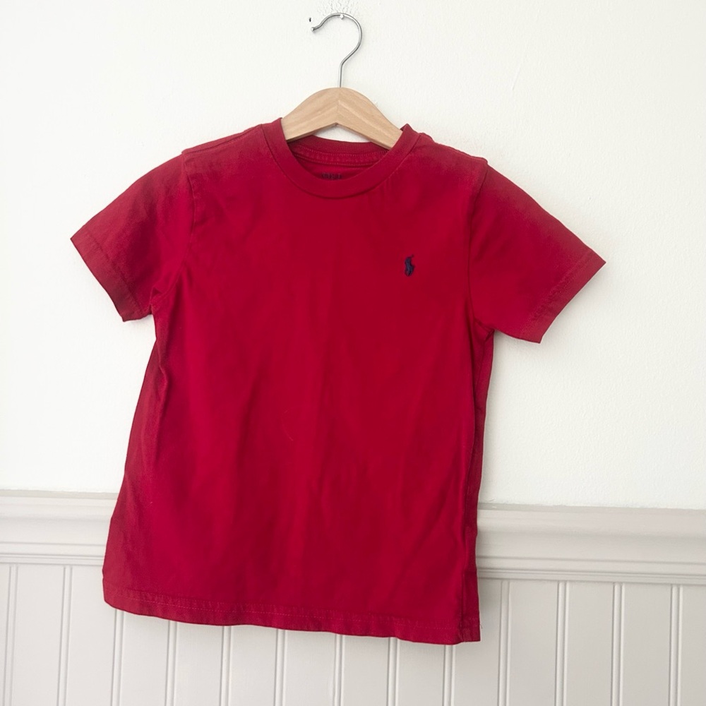 Polo Ralph Lauren Boys Size 5 Kids Red Short Sleeve Tee